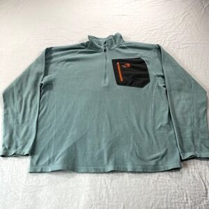 The North Face Men's Zip Up Sweater - Light Blue and Black
